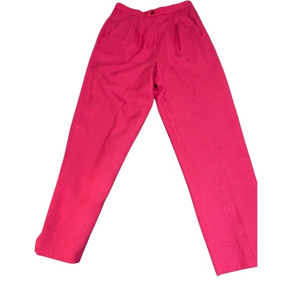 Vintage Pant Suit Womens 12 Power Suit Hot Pink Lined Pleated High Waist Pants - Picture 15 of 16